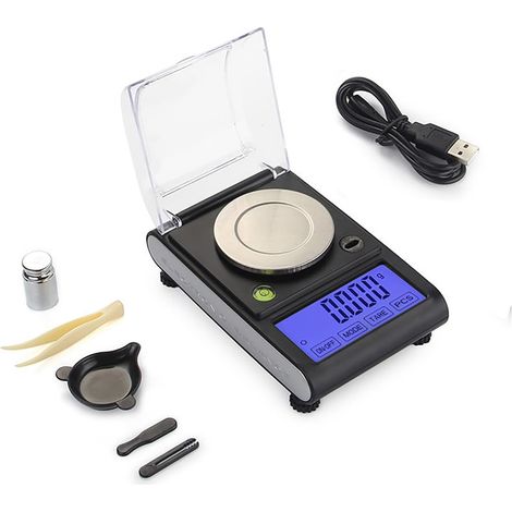 Balance de précision 0,1 g, balance au milligramme, capacité de pesée de 50 g, pour des mesures de haute précision en sciences, cuisine, joaillerie, or, argent, etc. (1/5)