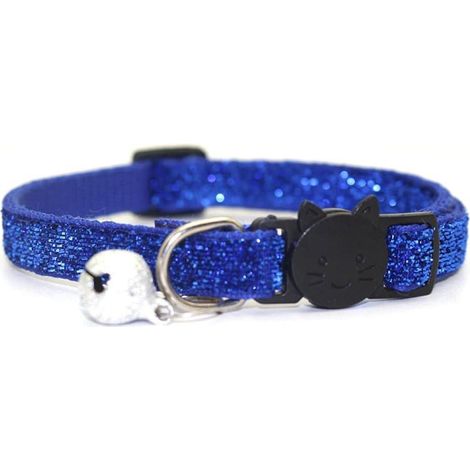 Collier pour chat avec clochette, collier anti-étranglement, colliers de sécurité réglables pour chatons et chats (bleu) (1/4)