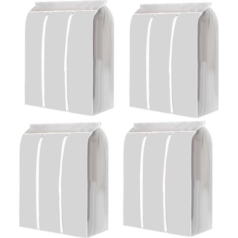 Lot de 4 sacs de rangement suspendus pour vêtements, housses de protection transparentes avec fermeture éclair, grande capacité et pliables pour une organisation optimale de votre garde-robe, 50 x 100 (1/5)