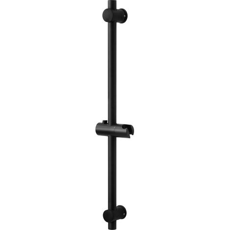 Shower Riser Rail Wall Mounted Shower Slide Bar with Soap Adjustable Shower Head Guide Rail Slide Bar Stainless Steel for Home Bathroom (Black) (1/4)