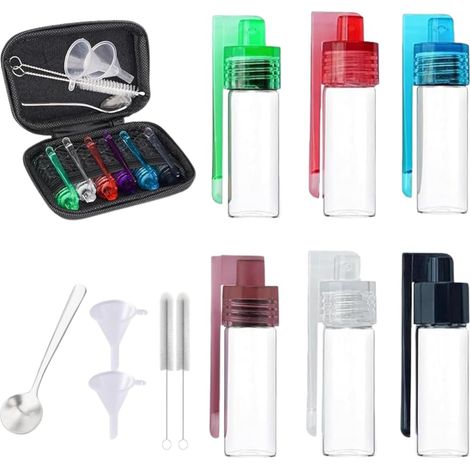 Récipients à épices compacts et rechargeables avec couvercles cuillère intégrés, conception étanche idéale pour les barbecues, les pique-niques et les voyages, lot de 6, noir (1/5)