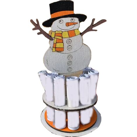 Tirelire de Noël festive et ludique en bois, coffre à monnaie décoratif pour décoration de fête, bonhomme de neige (1/3)