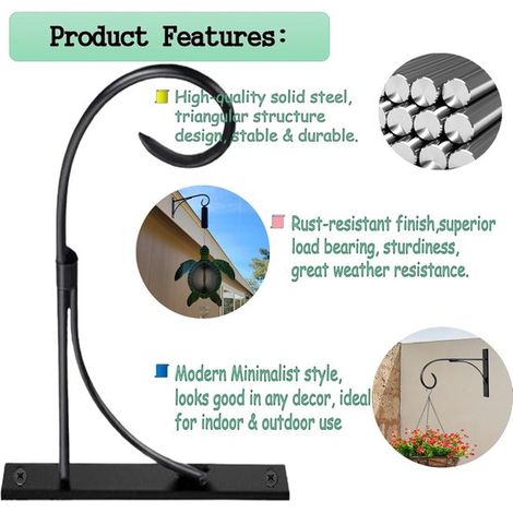 Pflanzenhaken 2 Stück 26 7 cm Blumenhaken Metall Wandhaken Pflanzenhänger Wandhaken Wandhaken für Pflanzen Wandhaken für Hängekörbe Schwarz 26,7 cm (1/4)