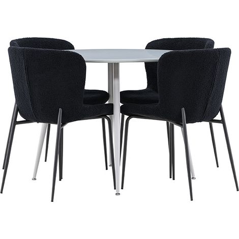 Plaza Essgruppe Tisch Ø100cm und 4 Teddy Stühle grau.