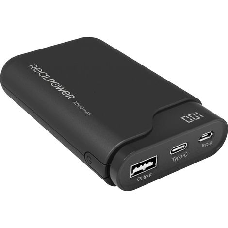 RealPower PB-7500C Powerbank (batterie supplémentaire) 7500 mAh Li-Ion noir (1/5)