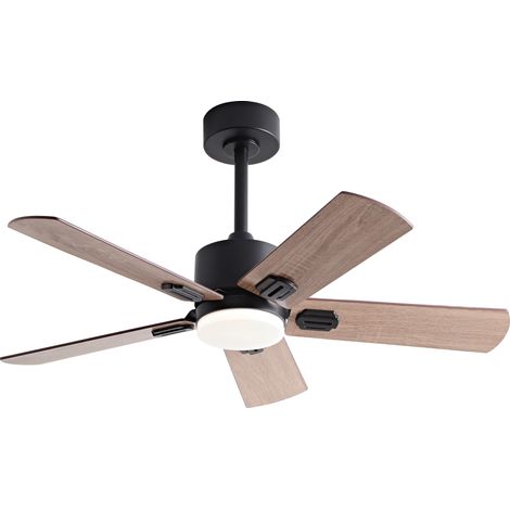 Ventilatore da soffitto 42 pollici con luce LED, nero, 5 pale, telecomando, motore silenzioso (1/5)
