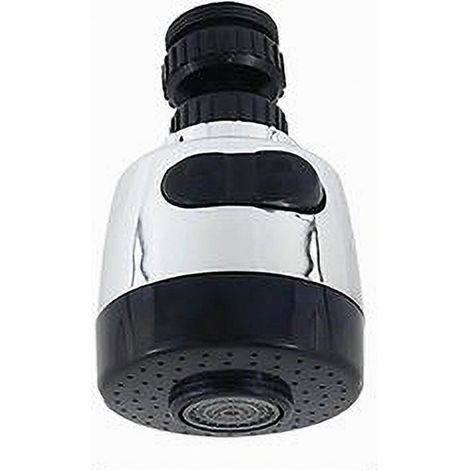 TRADE SHOP - Aeratore Rompigetto Rubinetto Cucina Girevole Antispruzzo Getti Nero Cromo 87308 - (1/2)