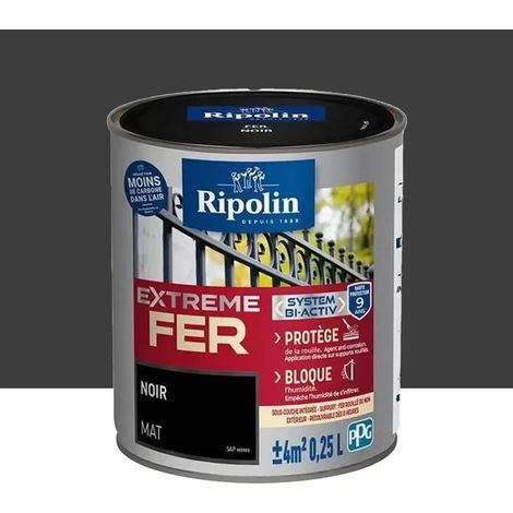 Peinture Fer RIPOLIN Extreme Fer Bi-Activ Noir mat 0,25 L (1/3)