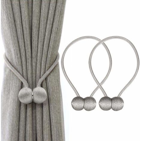 Embrasses à Rideaux Embrasse Rideau Aimantée Tressage Magnétiques Rideaux Boucle (Gris) (1/5)