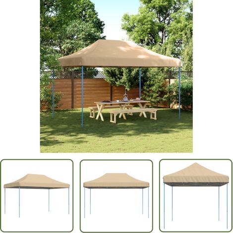 The Living Store Partyzelt Faltbar Pop-Up Beige 440x292x315 cm - Partyzelt - Outdoorzelt - Gartenfestzelt - Pavillon - Sonnenschutz (1/5)