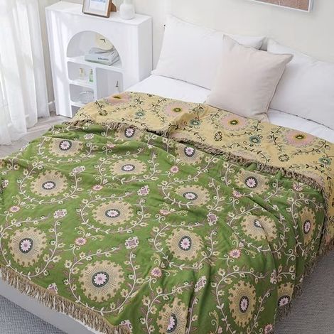 Manta bohemia ultrasuave 100% algodón, 150x200 cm, transpirable, para todas las estaciones, para sofá cama, cojín decorativo ligero para perros estilo 7 (1/5)
