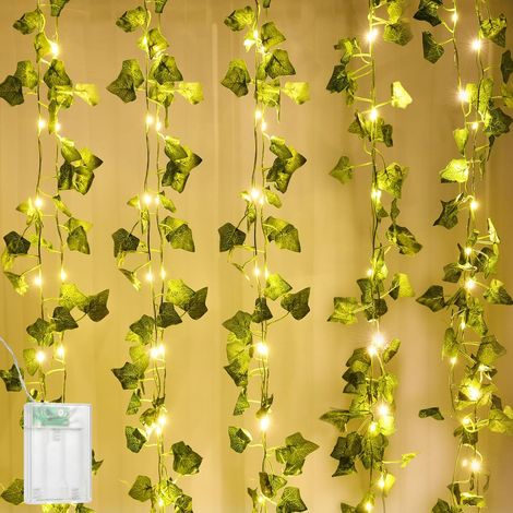 Guirlande Lumineuse de Feuilles, 5M 50 LED Guirlande Lumineuse Artificielle en Lierre- Fonctionne avec Piles - Étanche - Pour Chambre à Coucher, Jardin, Décoration Murale (1/5)