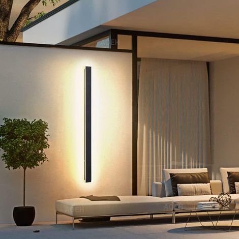 Applique Murale Led, Longue, Noire, extérieur, En Aluminium Acrylique étanche Ip65 Pour Jardins, Terrasses, Chambres, intérieur De Salon, Villa, 60cm ,20w (1/5)