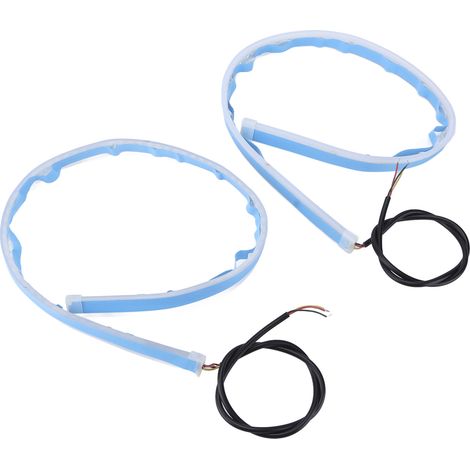 Lot de 2 bandes lumineuses LED DRL de 60 cm, flexibles, pour clignotants et phares, bicolores blanc et orange, 12 V, pour voitures (1/5)