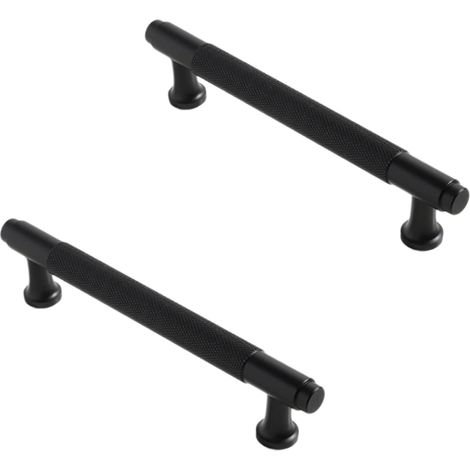 Poignée de penderie (lot de 2), noire, pour porte de meuble de salle de bain ou de placard, en aluminium, pour tiroir ou porte de meuble, 192 trous, noire. (1/3)