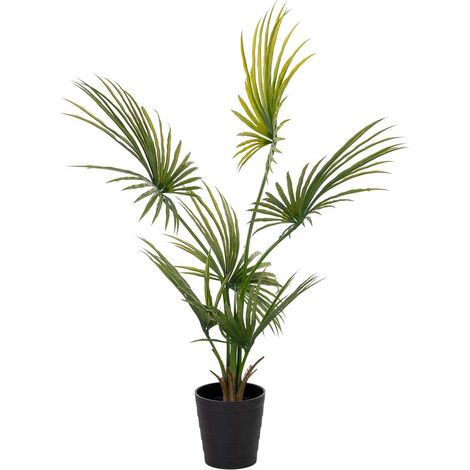 Palmera kwai artificial decorativa con 6 hojas verde 90x90x130