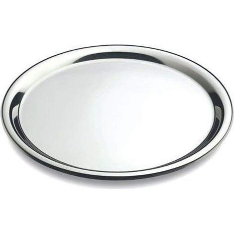 1 Plateau Rond Acier Inoxydable 40cm Finition Miroir Stable Pour Café Restaurant Bar Maison Événement