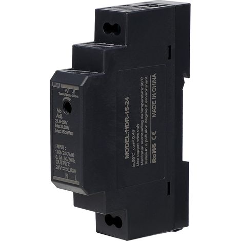 Transformateur d'alimentation Rail Din Alimentation modulaire montable  automatisation industrielle Boîtes de distribution Instrumentation Transformateurs (24V 0.63A HDR-15-24) (1/5)