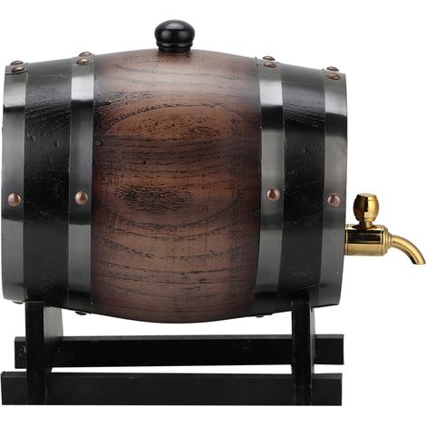 Fût à Vin de 3L en Chêne Noir à Rayures Vintage avec Robinet pour Whisky et Brandy (1/5)
