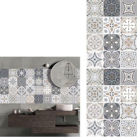 Stickers de carrelage 2D pour mur de cuisine et salle de bain, autocollants PVC imperméables style mosaïque rétro, déco murale (1/5)