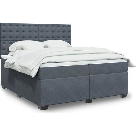 Boxspringbett mit Matratze Dunkelgrau 200x200 cm Samt (1/5)