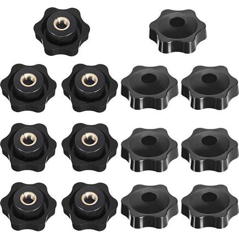 M8 Filetage Femelle de Serrage de Bouton, Étoile Tête Écrous De Serrage Bouton, Serrage Écrous Poignée Forme Étoile, Femelle Filetage En Plastique Noir, pour Machine-outil, 14 Pièces (1/3)