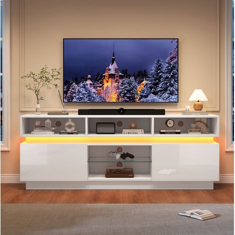 TV Möbel Sideboard Aufbewahrung 160x35x60 Weiß OKMYHOME (1/5)