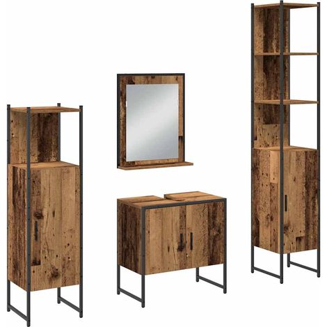 Maison Exclusive - Set di mobili per il bagno 4 pcs Marrone 33 x 33 x 185.5 cm