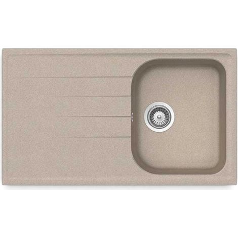 Lavello cucina sintetico a incasso avena con 1 vasca e gocciolatoio Lithos (1/4)