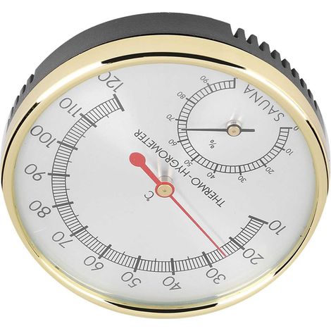 Metallenes Wandthermometer und Hygrometer für Sauna, Anzeige von Temperatur und Luftfeuchtigkeit im Innenraum, Zubehör für Entspannungslounges (1/5)