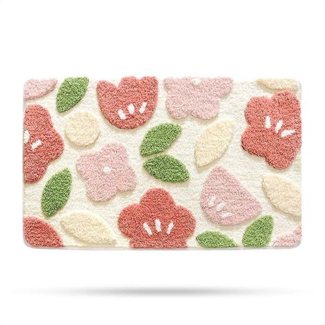 Tapis de bain mignon, antidérapant, doux et moelleux, en microfibre pelucheuse, absorbant, 40 x 60 cm (1/5)