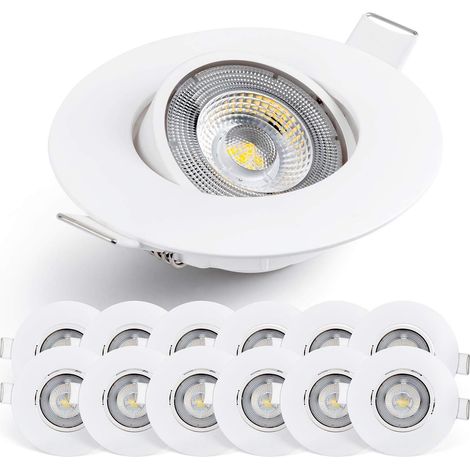 Lot de 12 Spot LED Encastrable, Extra Plat 25mm, Orientable 50°, Blanc Chaud 3000K, Pour Intérieur