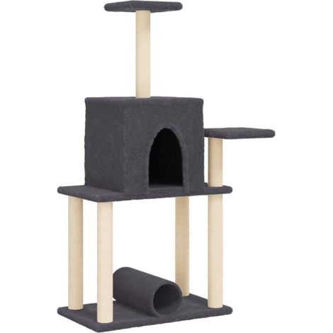Arbre à chat avec griffoirs en sisal gris foncé 122 cm