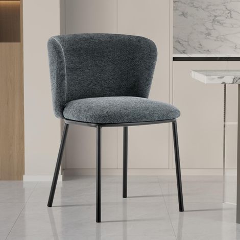 Chaise Arthur en tissu gris foncé pieds en métal 76x52x54cm (1/4)