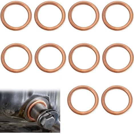 10 Pièces Joint Vidange Bouchon Voiture,16 x 22 x 2mm,Joint Cuivre Vidange Rondelle Plate pour 7703062062 11137546275 16430 31338 7546275 4404724 (1/5)