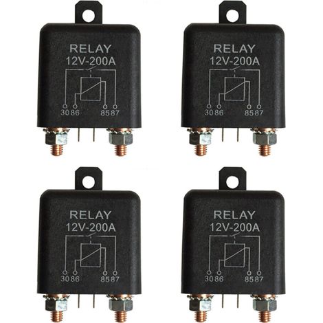 relés de 12 V y 200 A, de 4 pines, normalmente abiertos - Para carga dividida de alta resistencia en aplicaciones automotrices/navales