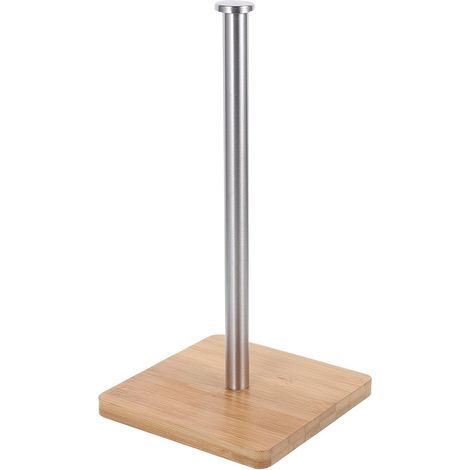 Porte-papier toilette - inox/bois - pour WC et salle de bain (1/5)