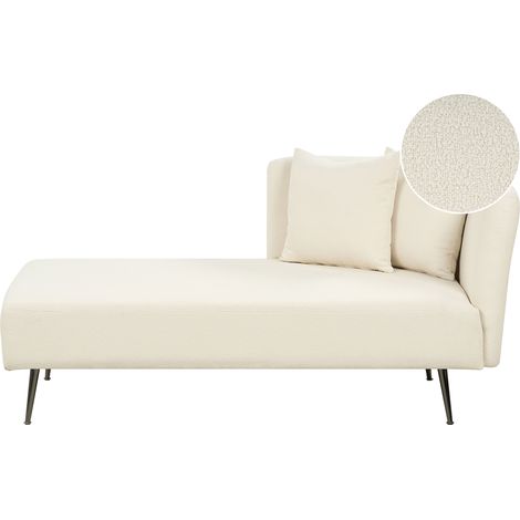 Chaise longue estilo moderno derecho con cojines patas de metal diván blanco Riom