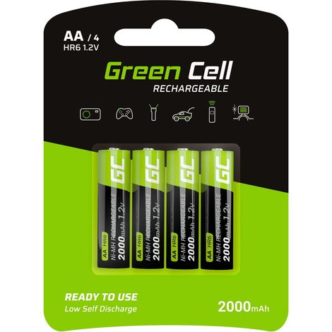 Pilas recargables Green Cell GR02 negras y verdes 2000 mAh (1/3)