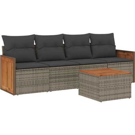 Maison Exclusive - 5-tlg. Garten-Sofagarnitur mit Kissen Grau Pol