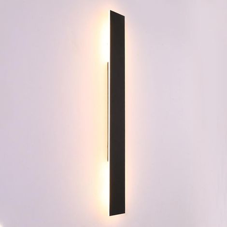 murale intérieure/extérieure, s murales à bande noire,  murale linéaire en métal avec abat-jour en acrylique, luminaires muraux modernes à LED pour couloir, cour, cage