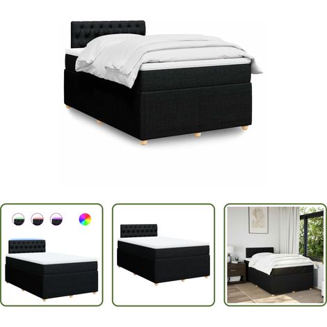 Matelas à ressorts ensachés - Sommier à lattes de lit avec matelas noir 120x190 cm tissu (1/5)