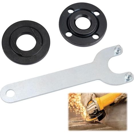 3 Pièces 150 Kit Cle Meuleuse, Clé à Bride pour Meuleuse D'angle Boulon écrou Métallique, Kit D'écrous à Bride, Grinder Bride Clé à Angle de Verrouillage en Métal pour Meuleuse D'angle 150 mm (1/4)