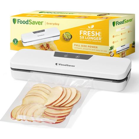 FoodSaver Everyday - Macchina sottovuoto per alimenti, mantiene la freschezza del cibo Dispositivo per sottovuoto con design compatto Con 5 sacchetti per sottovuoto (0,94L & 3,78L) VS0290X (1/5)