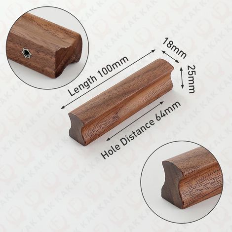 (Ensemble de 2 pièces) Poignées de meubles en bois, adaptées aux armoires, tiroirs, coiffeuses, armoires à chaussures et quincaillerie de porte de cuisine.