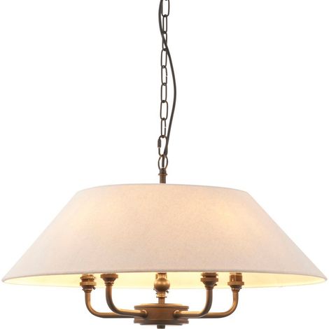 Endon Lille Suspension multi-bras, noir mat et imitation lin naturel, 5 x B22