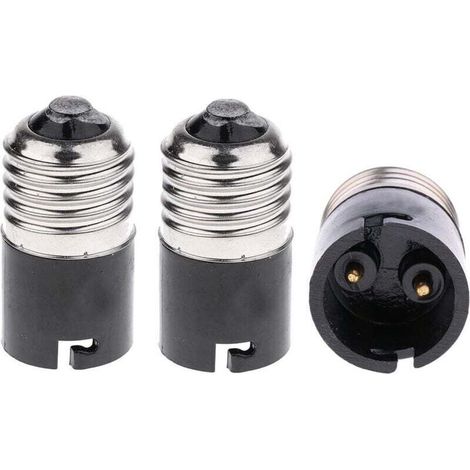 Adaptateur Convertisseur E27 Vers B22 Pour Ampoules Lot De 3 Pièces Noir