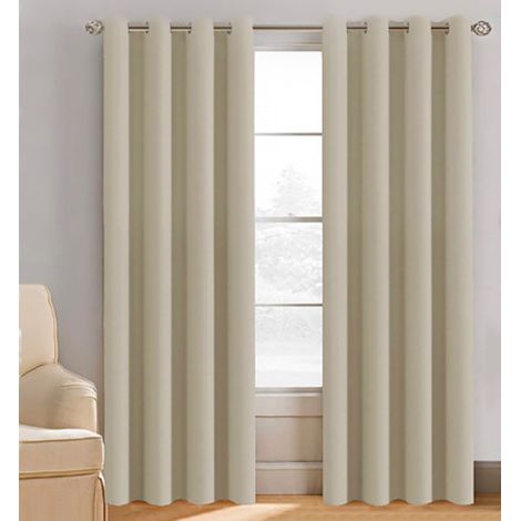 Rideaux occultants blanc cassé — Bloquent efficacement la lumière — Adaptés au salon, à la chambre et à la cuisine — 132 x 213 cm (1/5)