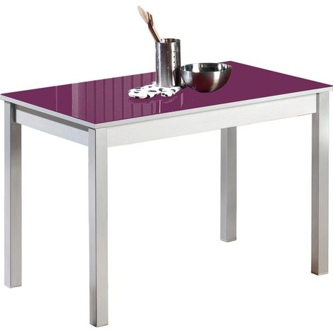 Table de Cuisine, métal, Aubergine, 80 x 40 cm