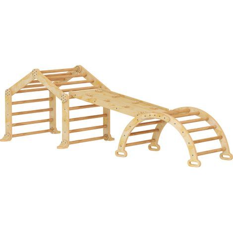 Bac grimpeur intérieur 9-en-1 avec rampe, toboggan, échelle, tableau noir en bois pour tout-petits (1/5)